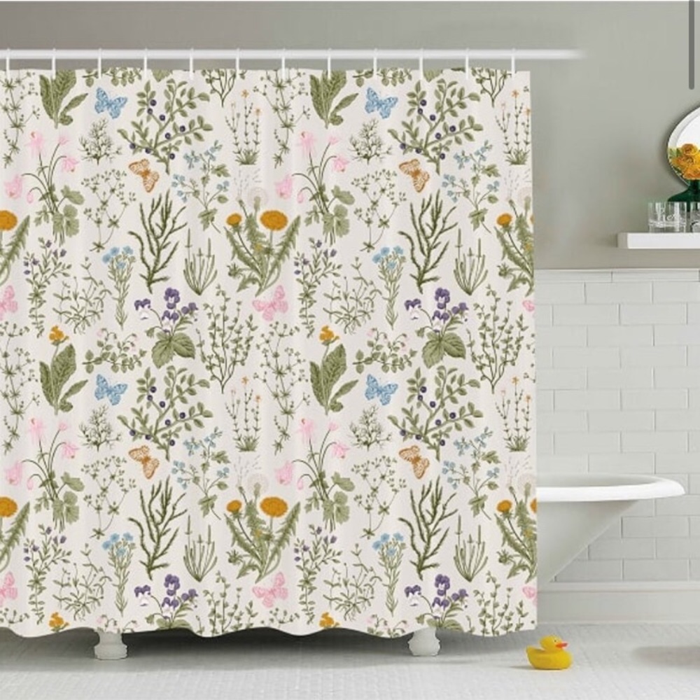 Butterfly flowers nature shower curtain